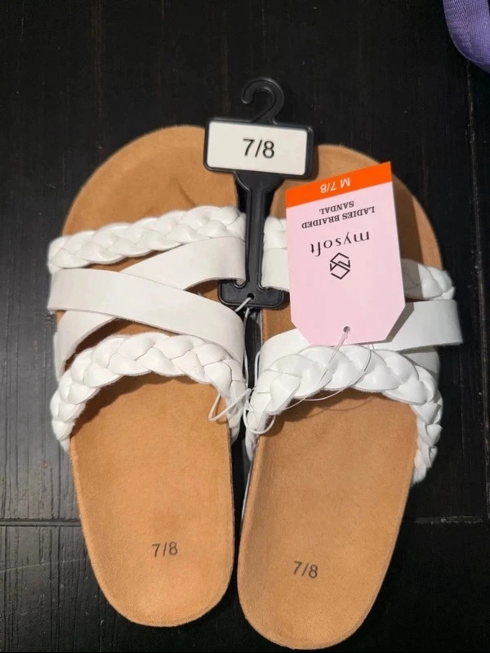 White Braided Slide Sandals - Women's Size 7/8